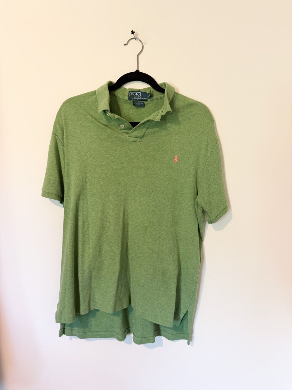 Ralph Lauren Heather Green Short-Sleeve Polo with Pink Logo